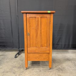 Paneled Oak Arts and Crafts Cabinet with Casters