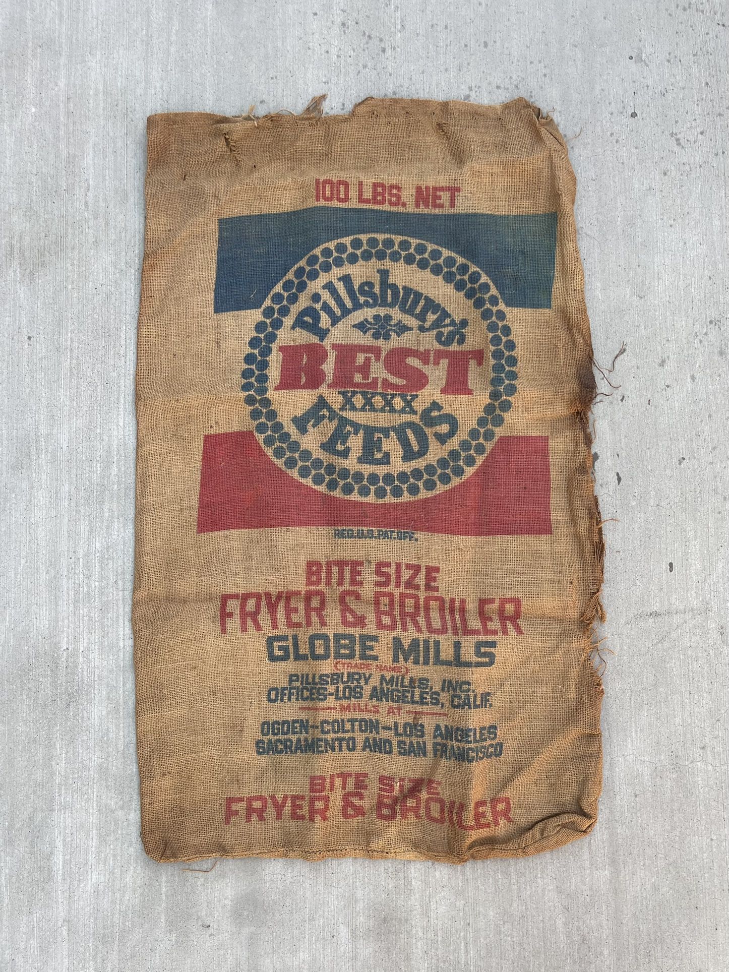 Vintage Pillsbury Burlap Grain Sack