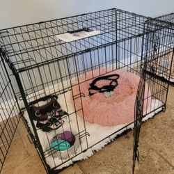 New PET PACKAGES! L'XL Up To 70lbs Crate 2 Doors W/ Tray Alone $60/ PACKAGE W/ Crate, Bed, Bowls, Harness & More $115