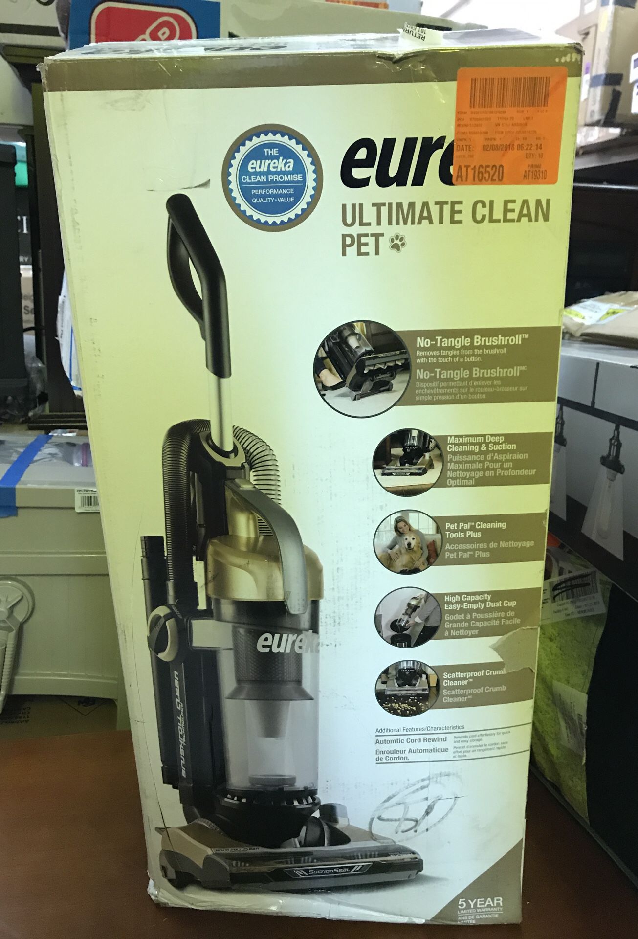 Eureka Ultimate Clean Pet Cyclonic Bagless Upright Vacuum with Brushroll Clean and SuctionSeal Technology, AS3451A