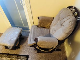 Angel Line Windsor Glider and Ottoman, Espresso Finish with Chocolate Cushions