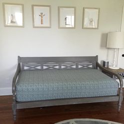 Antique Gray Wood Indonesian Daybed Frame 