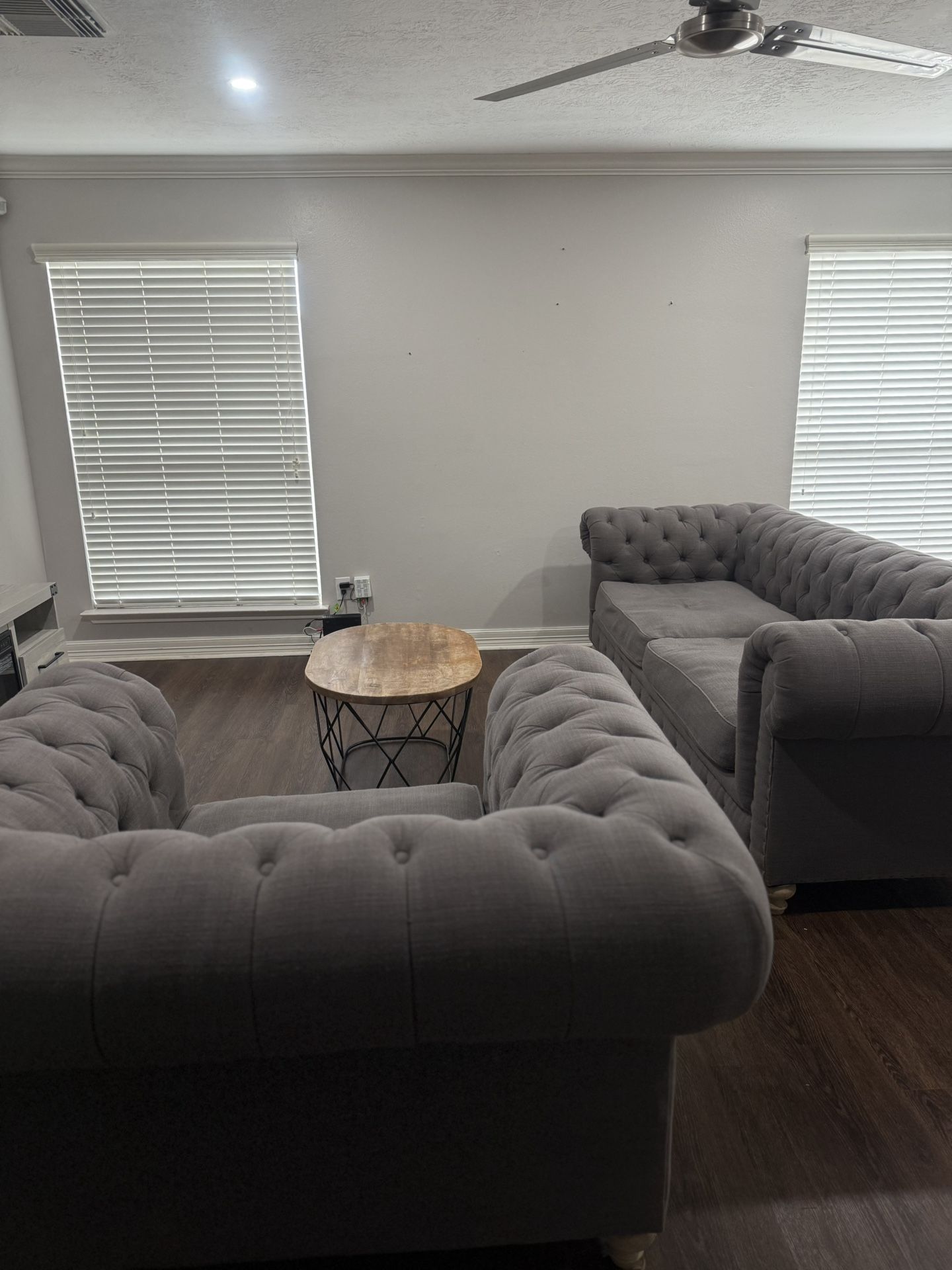 Living Room Set – 2 Tufted Sofas + Coffee Table