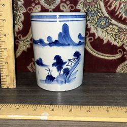 Vintage Asian Porcelain Brush Pot 