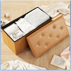 HAUSFRAU - Storage Ottoman Bench, 30 Inches Button Tufted Upholstered Ottoman Footstool with Storage for Living Room Bedroom Entryway, Load 660 lb, Sy