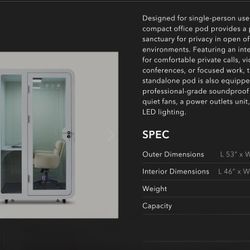 NEW OFFICE POD'S AVAILABLE FROM 1-PERSON TO 12-PERSON! FAST DELIVERY AND INSTALLATION AVAILABLE. 