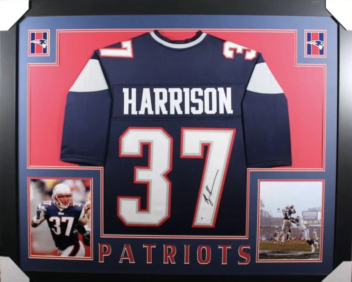 Rodney Harrison Signed Framed Jersey Authenticated