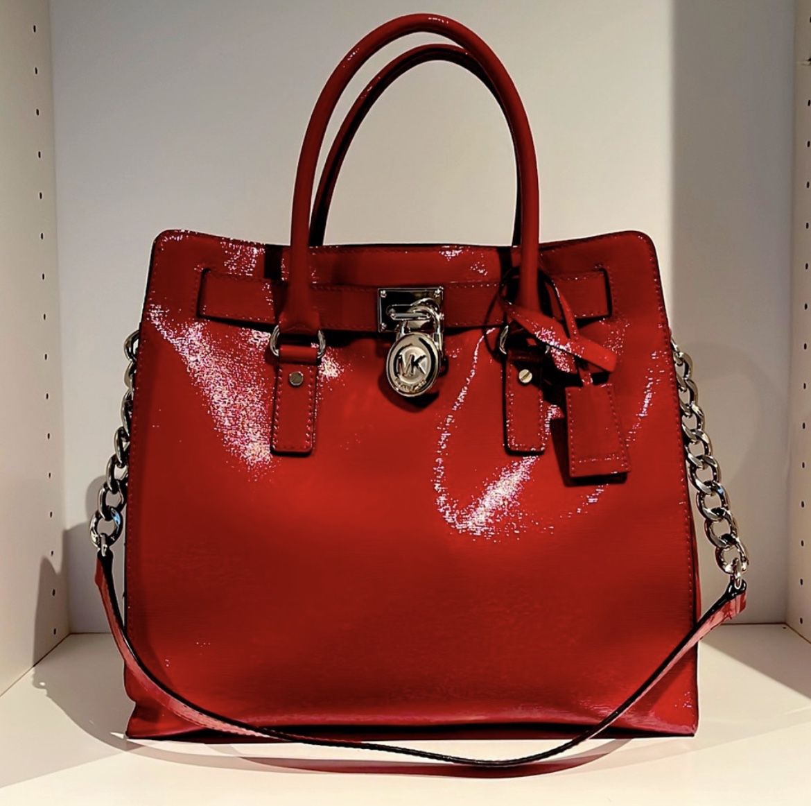 Michael Kors Hamilton Large NS Scarlet Red Leather satchel purse