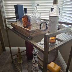 Metal and Glass Bar Cart Gold Finish