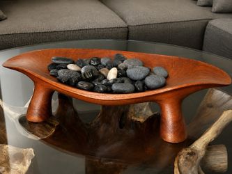 Handcrafted Footed Wooden Decorative Bowl
