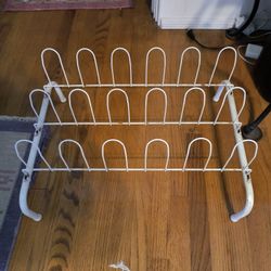 Metal Nine Pair Shoe Rack & Other Items Sold Separately
