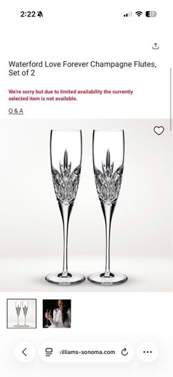 Waterford Love Forever Champagne Flutes Set of 2 NEW