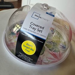 New Mainstays Dome Covered Tray Set