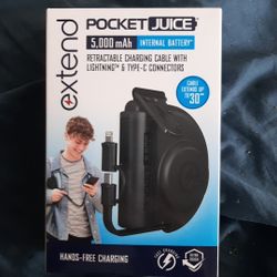 Extend 5K Portable Charger, 5,000mAh Power Bank with 27.5in. Charging Cable