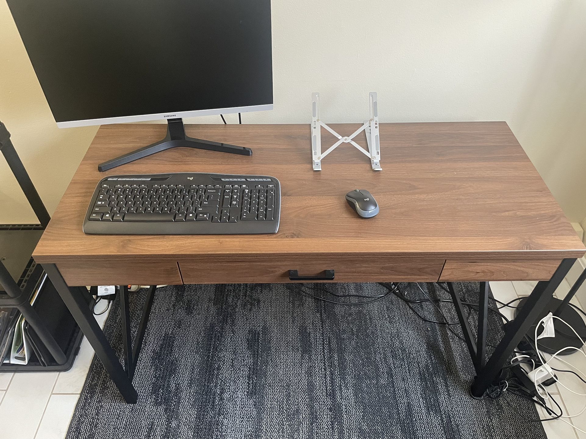 Solid Wood Metal Frame Writing Desk
