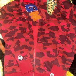 Red Camo Bape Hoodie (Large)