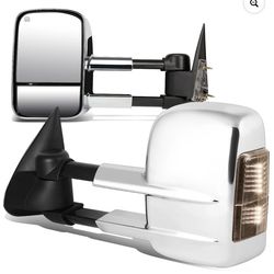 PAIR OF POWERED HEATED TELESCOPING TOWING SIDE MIRRORS W/TURN SIGNAL COMPATIBLE WITH 99-02 SILVERADO/SIERRA, 00-02 TAHOE/YUKON/SUBURBAN  PAR DE RETROV