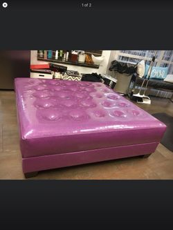 Huge Pink Orchid Purple Tufted Glitter Ottoman Custom Made