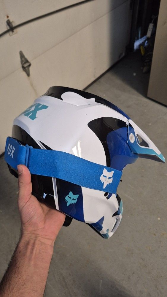 Dirtbike Helmet and Goggles Fox