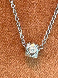 18k Solid White Gold & Natural Diamond 17” Princess length Necklace