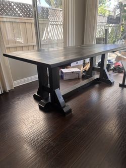 Handcrafted Espresso Farmhouse Dining Table with Matching Bench