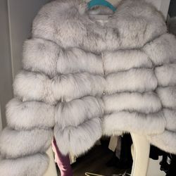 White Fox Fur Women’s Jacket Size Medium