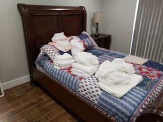 Queen bed frame nightstand and dresser