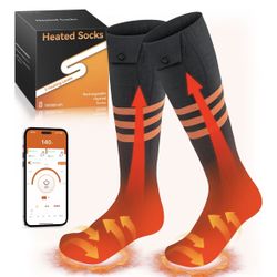 Heated Socks for Men Women with APP Control, Upgraded Rechargeable Electric Heated Socks Up to 10 Hours, Washable Winter Foot Warmer Socks for Outdoor