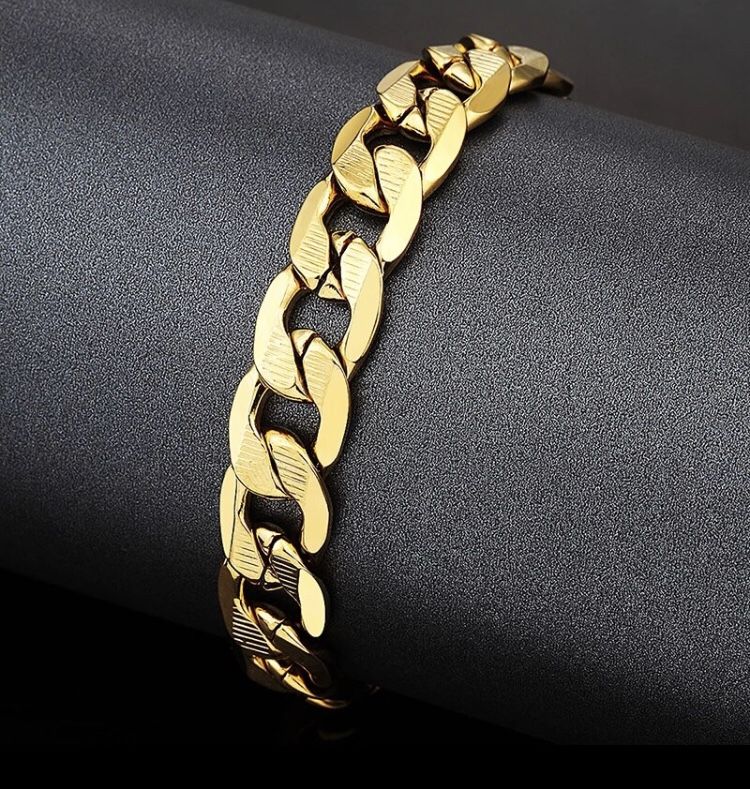men boy Gold thick chain link statement BRACELET