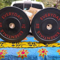 PAIR  OF  NEW  55 LB.  OLYMPIC  BUMPER  PLATES
