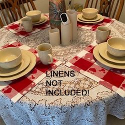 New, Price Firm, Rachael Ray Cucina Dinnerware 16-Piece Stoneware Dinnerware Set, Almond Cream