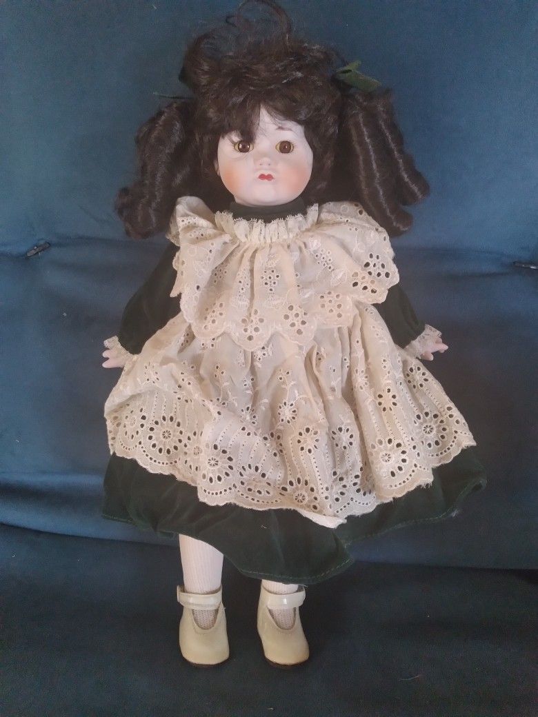 Vintage 14" tall porcelain doll,  With shoes