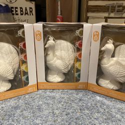 3 thanksgiving 3D Turkey Ceramic Craft Kits For Kids Reg 7.99 Each.  Selling All 3 For $10