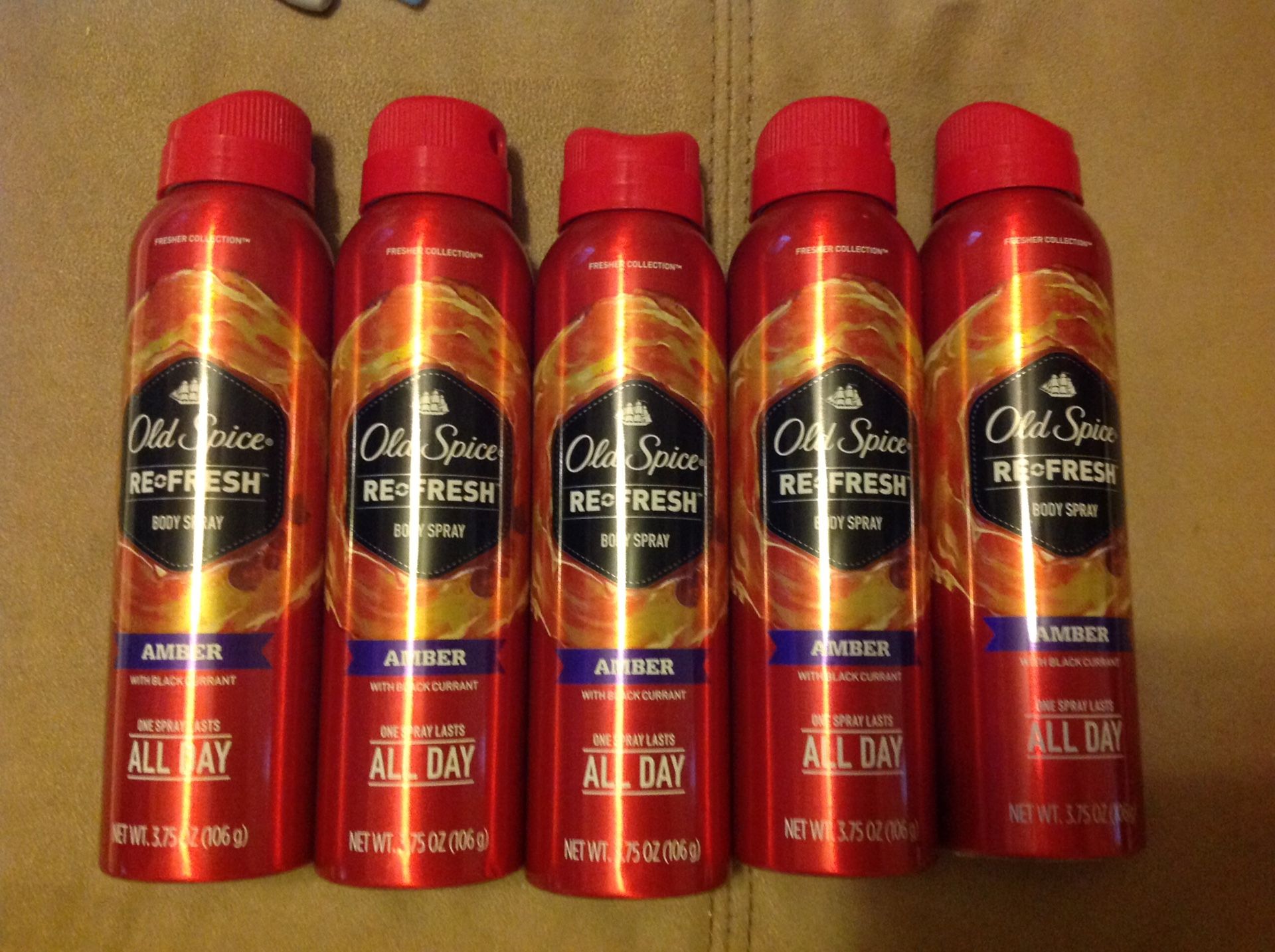 5 brand new full size old spice body sprays amber scent never used