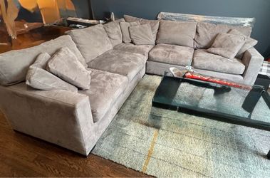 Crate & Barrel Axis 3-Piece L-Shaped Sectional Sofa W/ Queen Sleeper Grey