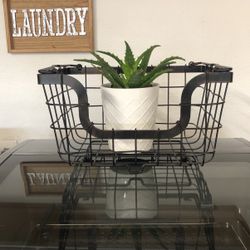 Pair Iron Baskets Decor