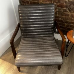 Set of 3 Room & Board Reynolds Leather Chairs - Walnut & Wolf Leather