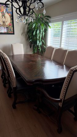 Solid Wood Traditional Cherry Dining Set – Table + 8 Chairs