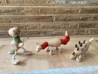 Wooden toy dinosaurs