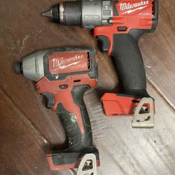 Milwaukee Fuel Drill 1/2” And Brushless Hex Impact Driver 1/4” M18