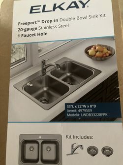 Elkay Freeport stainless steel sink New with faucet please read description