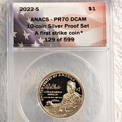 #459 PR70 Silver Proof Set 2022 S First Strike 1 Dollars Coin 