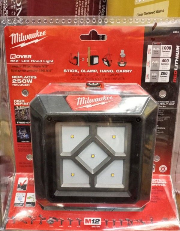 MILWAUKEE M12 LED FLOOD LIGHT STICK CLAMP HANG CARRY TOOL ONLY