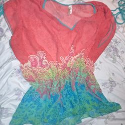 Multicolor Swimwear Cover Up Top