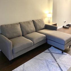 Gray Beckie Mid Century Modern 82” Sectional Sofa with Reversible Chaise by Dorel Living