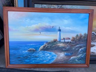 Vintage nautical seascape oil painting