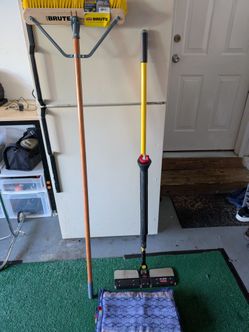 Rubbermaid Brute Push Broom with Handle and Rubbermaid self contained mop