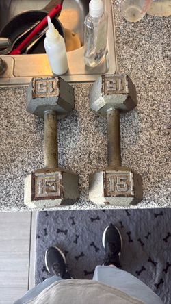 Pair of 15 LB Cast-Iron Hex Dumbbells – $35 OBO