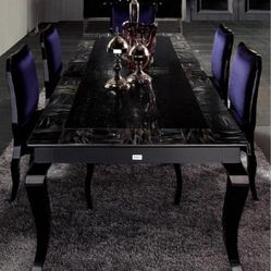 A&X Onyx Transitional Black Crocodile Lacquer Table