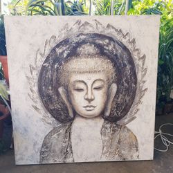 Large Buddha Textured Canvas Painting